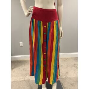 Vintage 1970’s Unique Chacok Rainbow Knit art to wear maxi skirt, Made In France